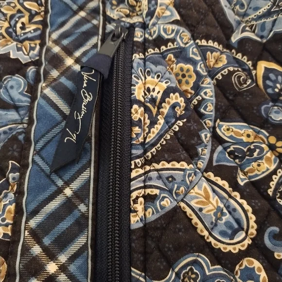 Vera Bradley Drawstring Backpack Blue Floral and Plaid Pattern - Picture 4 of 16